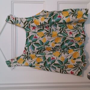 Ava & Viv Plus Size Lemon Tropical Button Front Linen Blend Tank Top - Size 3X